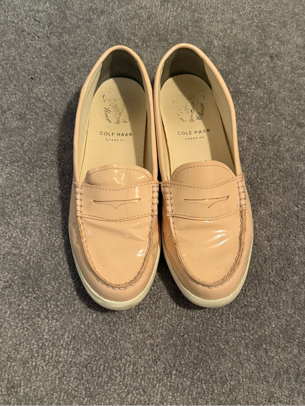 Cole Haan Blush Patent Leather Penny Loafers